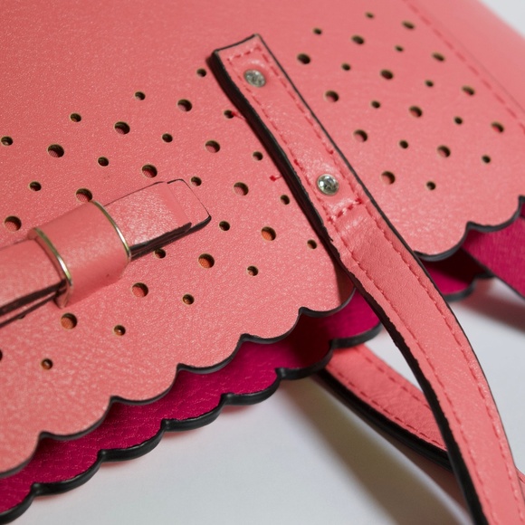 Coral Pink Faux Leather Small Tote Bag Candie’s by Fergie - Picture 8 of 17